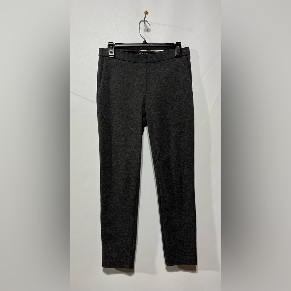 Theory Charcoal Pull On Stretch Grey Dress Pants‎ Women's Size 4 Inseam 26”